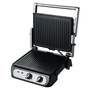 Anbo Professionele Ss Cover Sandwich Druk Bbq Grill Non Stick Plaat & Cool Touch Handvat Sandwich Maker 2 Slice Contact grill