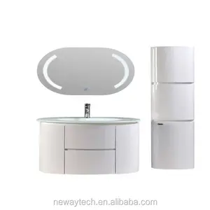 Professional manufacturer wall mounted pvc LED mirror washbasin cabinet