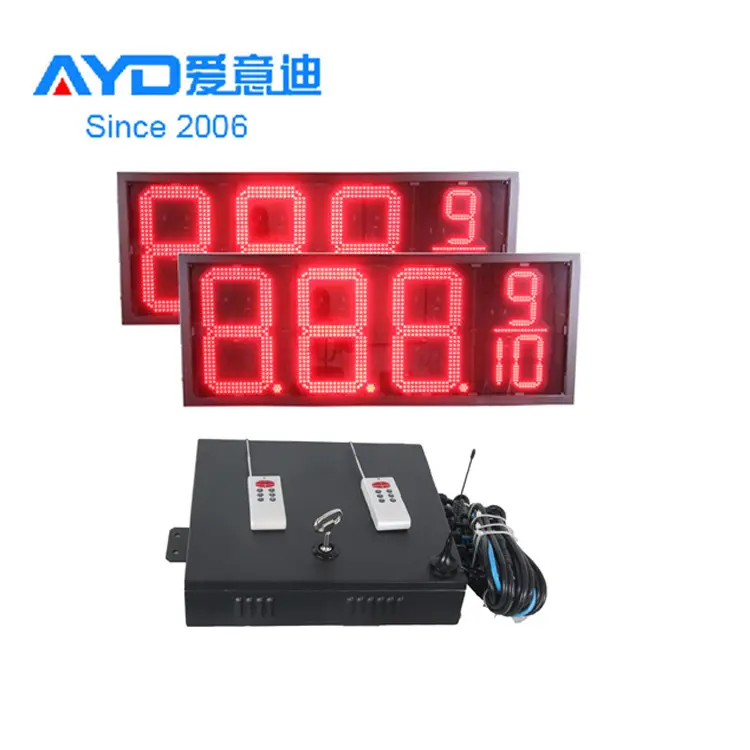 Super Bright Waterproof Iron Cabinet 12 inch Red LED Oil Price Board LED Display Sign With control box
