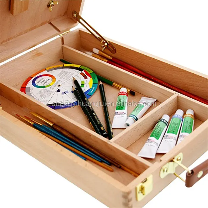 Artiste 2021 — boîte à el en bois pour artiste, boîte de bureau portable, boîtes en bois avec couvercle à charnière