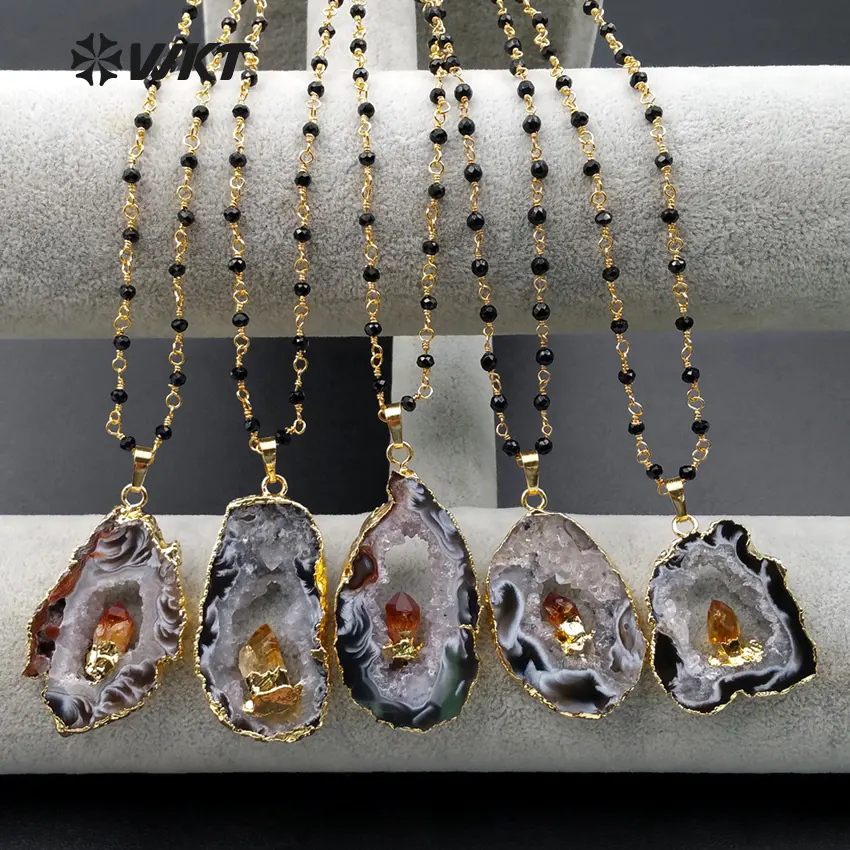 WT-N974 Gros Offre Spéciale conception spéciale bijoux Naturel grode agate citrine charme collier pour cadeau de mère femme pierre gemme