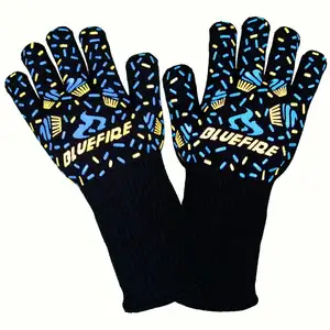BlueFire Pro Heat Proof Gloves Oven BBQ Grilling Fireplace Accessories and Welding Deyan Fiber