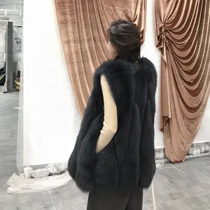 Gilet d'hiver en vraie fourrure de renard pour femme, vêtements de Boutique, nouveau Style, vente en gros,