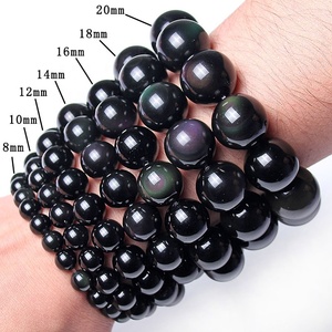 Nero naturale di ossidiana pietra Apache <span class=keywords><strong>lacrime</strong></span> smalto vulcanico perline amuleto braccialetto di perline per donna uomo esorcizzare spiriti maligni - Product Image 2