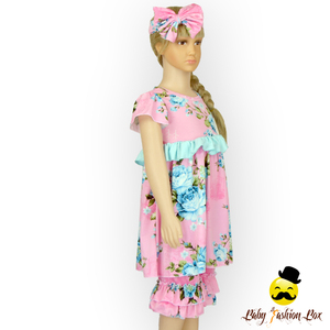 Verano niños <span class=keywords><strong>flor</strong></span> vestido Top a juego Floral Shorts Baby Girl Ruffle <span class=keywords><strong>Boutique</strong></span> trajes ropa conjunto con la venda - Product Image 3
