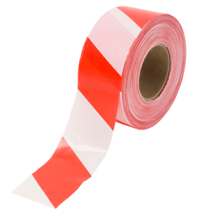 Ruban de signalisation de danger rouge et blanc en PE, ruban de signalisation de danger rayé, ruban de barrière personnalisé - Product Image 1