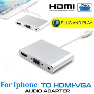 สายเคเบิล HDTV OTG สำหรับ iPhone 8 Pin เป็น HDMI VGA AV อะแดปเตอร์วิดีโอเสียงสำหรับ iPhone x XS MAX XR สำหรับ iPad Air MINI iPod