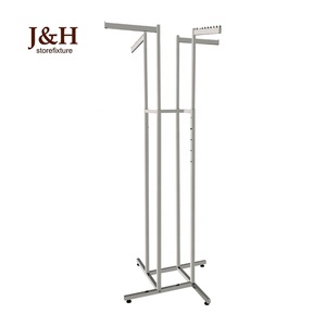 Factory Price <strong>4</strong> <strong>Way</strong> Floor <strong>Free</strong> <strong>Standing</strong> Garment <strong>Display</strong> <strong>Rack</strong> Chrome Metal Clothing <strong>Rack</strong> - Product Image 2