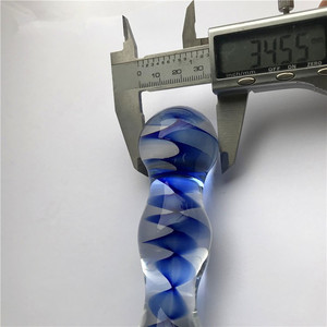 Bâton en verre de cristal de qualité médicale, pour couple, nouveau Style à fleurs bleues - Product Image 6