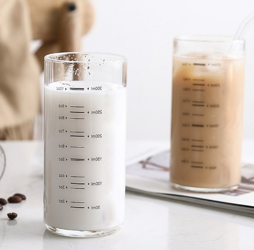 300ml Glass Measuring Cup For Milk And Fruit Juice Mug With Scale