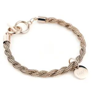 Inspire jewelry New Arrival Women's Titanium Steel Chain Bracelet Jewelry Rose Gold Link Toggle Clasp Bracelet Charm Heart disc