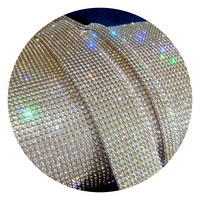 De uso 120*45cm pegamento de vuelta de aluminio de SS8.5 de red de malla de diamantes de imitación de rollo de malla de diamante de imitación de hoja
