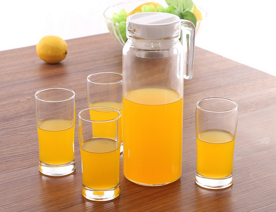 Haonai 5 шт. стеклянный питьевой набор 1.L стеклянный кувшин для воды с 4 стеклянными стаканами для сока