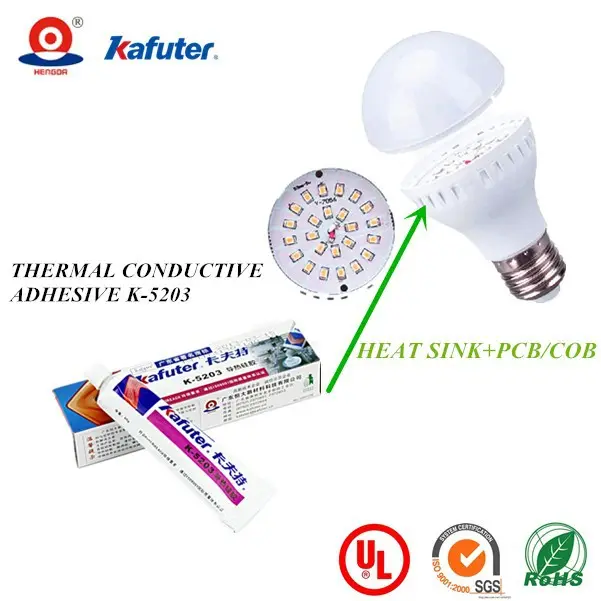 Led bulb kafuter k-5203 thermische isolatie elektrisch geleidende lijm thermische geleidende lijm