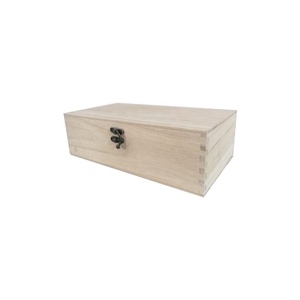 Boîte à bijoux en bois Paulownia inachevée <span class=keywords><strong>bac</strong></span> de rangement à couvercle à charnière bon marché pour l'emballage de cadeaux pour les bijoux et les petits articles - Product Image 1