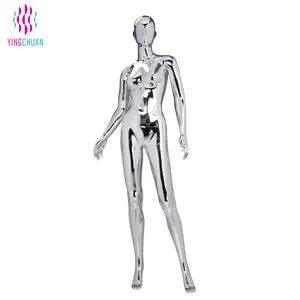 Nhựa Bạc Chrome Nữ Đứng Mannequin