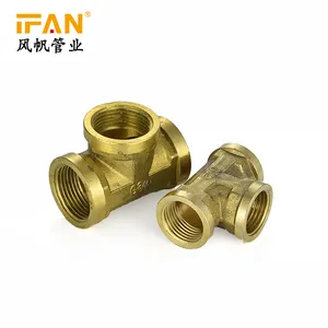 Wholesale Bronze Female Tee Plumbing Fitting 1/2-2inch Copper Pipe Connector Brass Equal Tee