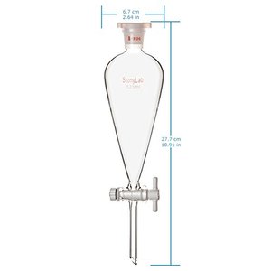 Separador de vidro de laboratório, separador de vidro de 10ml 20ml 60ml 125ml 250ml 500ml 1000ml