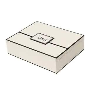 Custom Luxury Full Printed Center Open Way White Kraft Paper Leather Jewelry Box With Insert For Jewelry