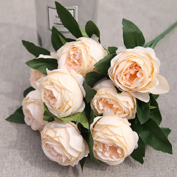 Toptan 10 şakayık batı ipek hapları yapay gül çiçek demet düğün dekorasyon için