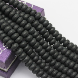 Wholesale 2.0mm Big Large Hole <strong>Black</strong> Onyx Frosted Matte Rondelle <strong>Beads</strong> for Jewelry Making - Product Image 1