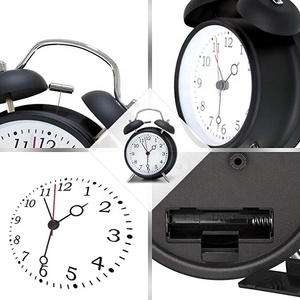 Double cloche réveil fort rétro réveil batterie Reloj avec veilleuse pour chambre - Product Image 2