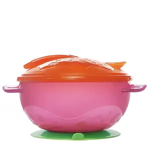 Wholesale Bpa Free PP Stay Plastic Suction Bowl With Lid And Spoon Feeding Bowl