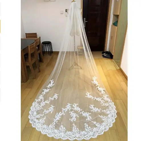 New Real Picture Long Wedding Bridal Veil With Comb Accessories WF917