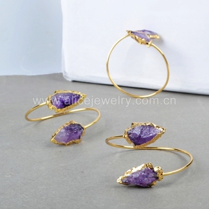 Csja — bracelet en pierre à quartz, améthyste, tête de flèche or, bijoux de mode, G0717