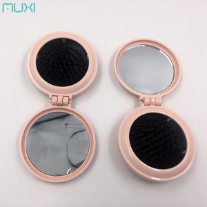 Ladies Dual Sided Magnifying có thể gập lại mỹ phẩm gương cá nhân tính năng kích thước bỏ túi Gương trang điểm bao gồm bàn chải tóc mini - Product Image 3