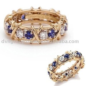 18 Karat sarı altın kaplama elmas ve safir onaltı taş yeni moda tasarım benzersiz yüzük - Product Image 1
