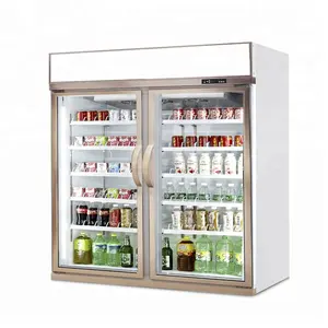 Best Price 2 Glass Door Beverage Display Fridge For Supermarket