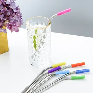 Colorful Silicone Stainless Steel Straws With Silicone Tips