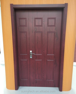 Puerta de madera de grano WPC, puerta de entrada individual para el mercado de Arabia Saudita - Product Image 6