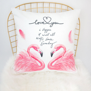 High Quality Digital Printed Pink Flamingos <strong>Velvet</strong> <strong>Cushion</strong> <strong>Cover</strong> for Hotel - Product Image 4