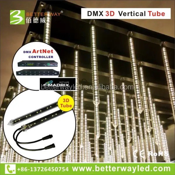 Betterwayled DMX 3d led tube lumière, 1 m 64 led 16 <span class=keywords><strong>pixels</strong></span> falling star led lumières de <span class=keywords><strong>noël</strong></span>