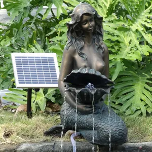 Hermosa fuente de sirena de jardín de bronce fundido de metal clásico escultura por piscina