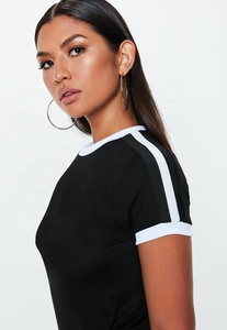 Maglietta in bianco e nero da <span class=keywords><strong>donna</strong></span> <span class=keywords><strong>Slim</strong></span> Fit t-Shirt in cotone con stampa logo personalizzata - Product Image 3