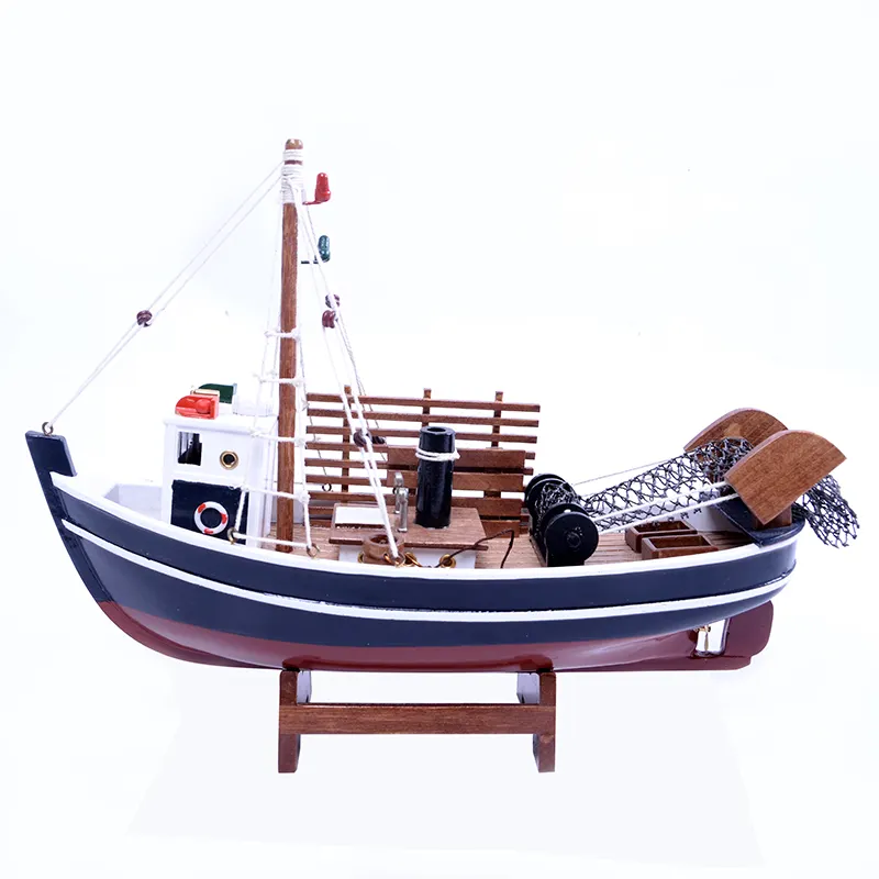 Stile antico 32 cm lunghezza modello di barca in legno americano decorazione della casa barca da pesca modello YL014A