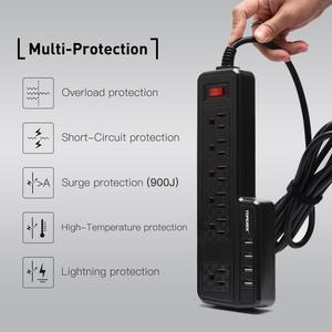 Ciabatta con porta sicura per bambini 2 M cavo USA <span class=keywords><strong>presa</strong></span> 4 uscite Surge protettore 4 porte di ricarica rapida USB - Product Image 4