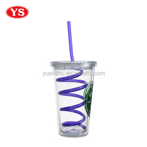 16oz BPA Free rõ ràng nhựa cốc cốc có nắp đậy và rơm - Product Image 5