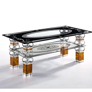 Bases de mesa de cristal de delfines cuadrados modernos chinos para tapas de cristal con patas doradas