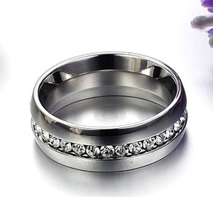 Nhẫn Ý Nghĩa Bằng Thép Không Gỉ Tùy Chỉnh Nhẫn Bạc Trơn Bằng Thép Không Gỉ Cho Nam Đính Kim Cương - Product Image 2