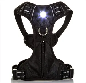 OEM Custom USB Aufladbare Weiche Mesh Padded Reflektierende led licht up hund harness