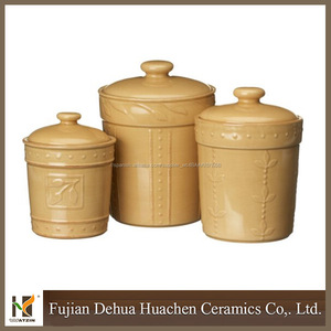 Blanco De Cerámica Dolomita Recipiente de Cocina Conjunto con tapas - Product Image 1