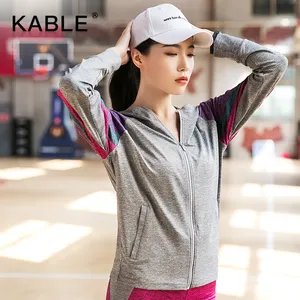 New Female Gym Apparel Wear Wholesale Lady's Contrast Color Quick Dry Fitness Zipper Sport Yoga Jacket