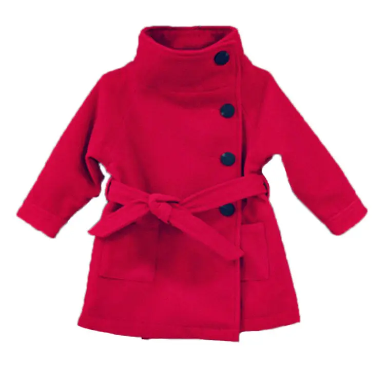 Fall Winter Children's Fashion Long Trench Coat Overcoat Girls Casual Tweed Jacket Kids Wool Coat Outerwear