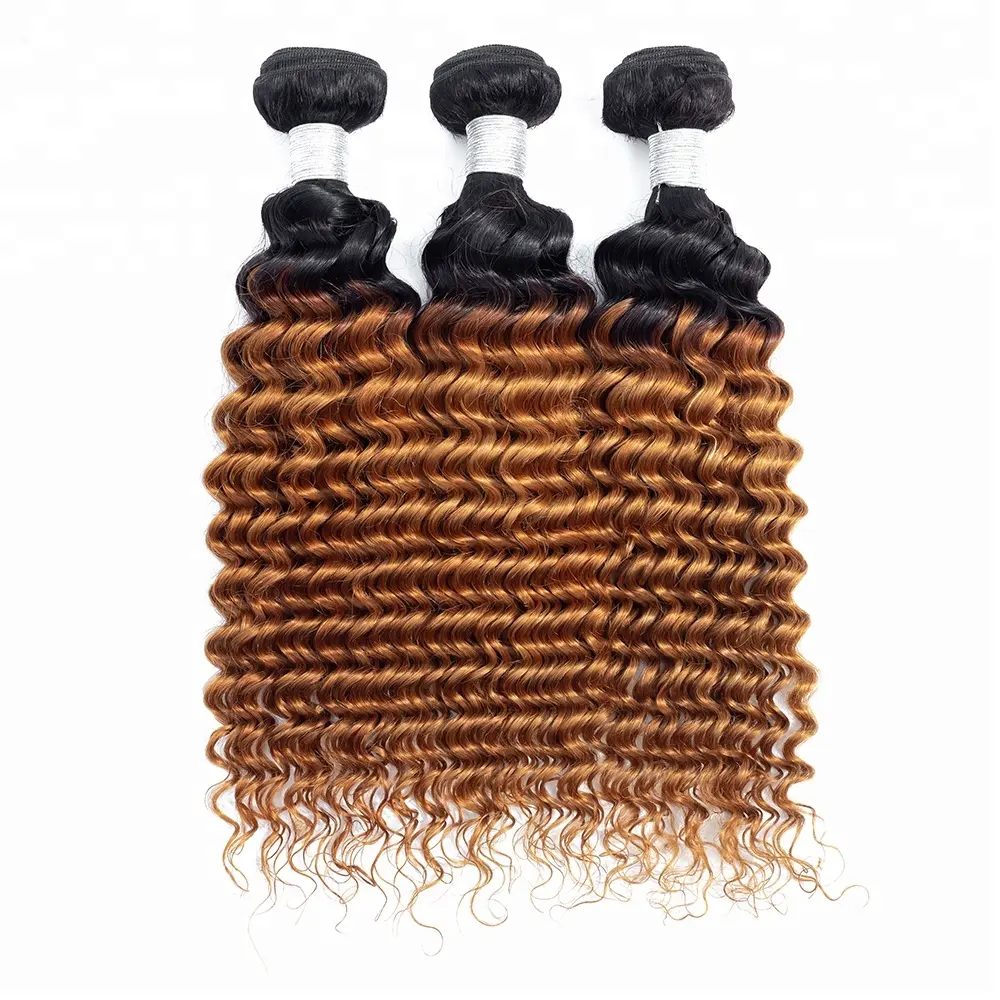 Drop Shipping Brazilian Deep Curly Ombre Human Hair Weave 1b 30 Hair Products For Black Woman