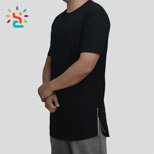 Ropa de calle personalizada, camiseta con cremallera lateral, camiseta alta para hombre, camiseta con cremallera lateral, <span class=keywords><strong>camisetas</strong></span> deportivas negras al por mayor - Product Image 1