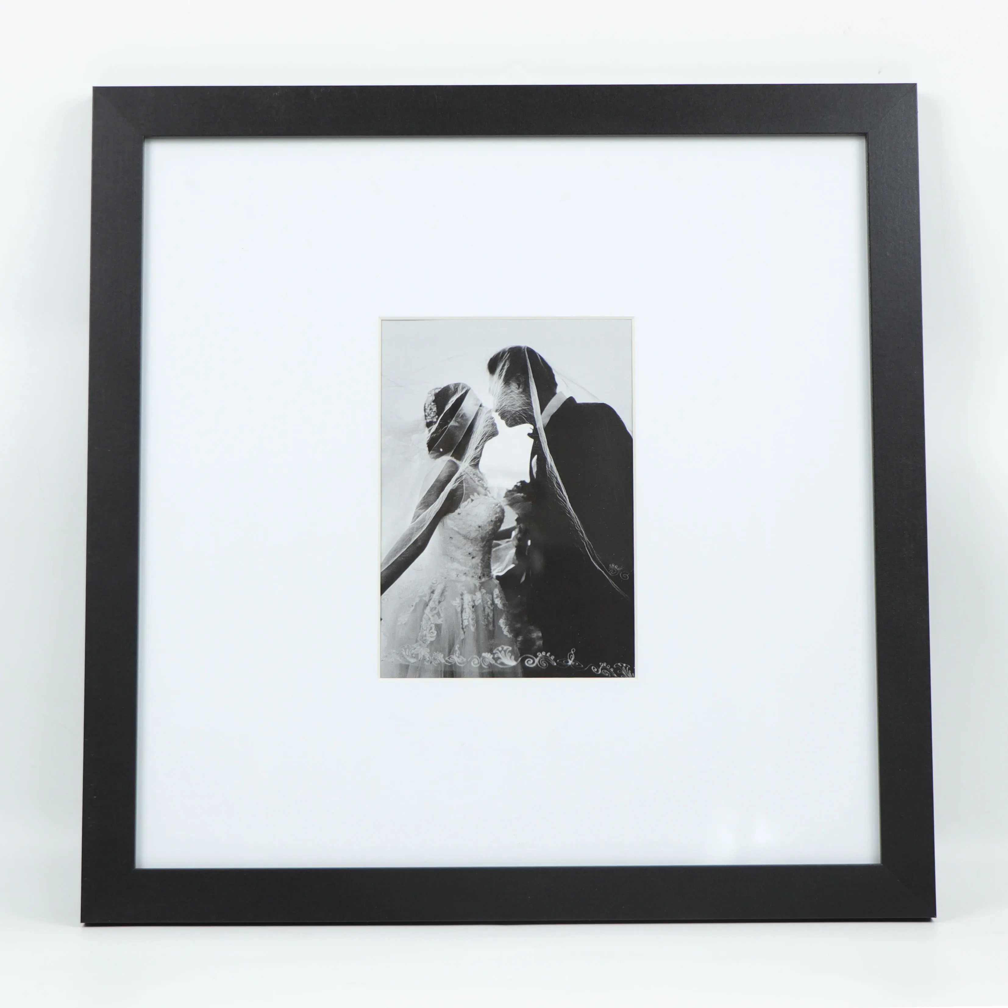 Zwart 14x14 bruiloft Fotolijsten, Gast handtekening frame, 2.2mm Glas met 1.2mm Mat om 5x7 foto ..
